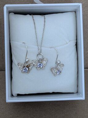 Butterfly Necklace 925 Sterling Silver Butterfly Necklaces and Earrings